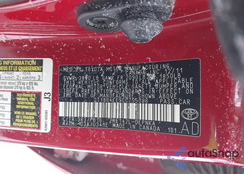 2012 Toyota Corolla Le z USA, uszkodzony, nr VIN 2T1BU4EE5CC755096